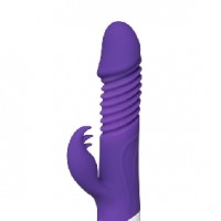 Thrusting Vibrator with Heating Function, 12 Vibrating Functions & 3 Thrusting Functions, Silicone, PURPLE